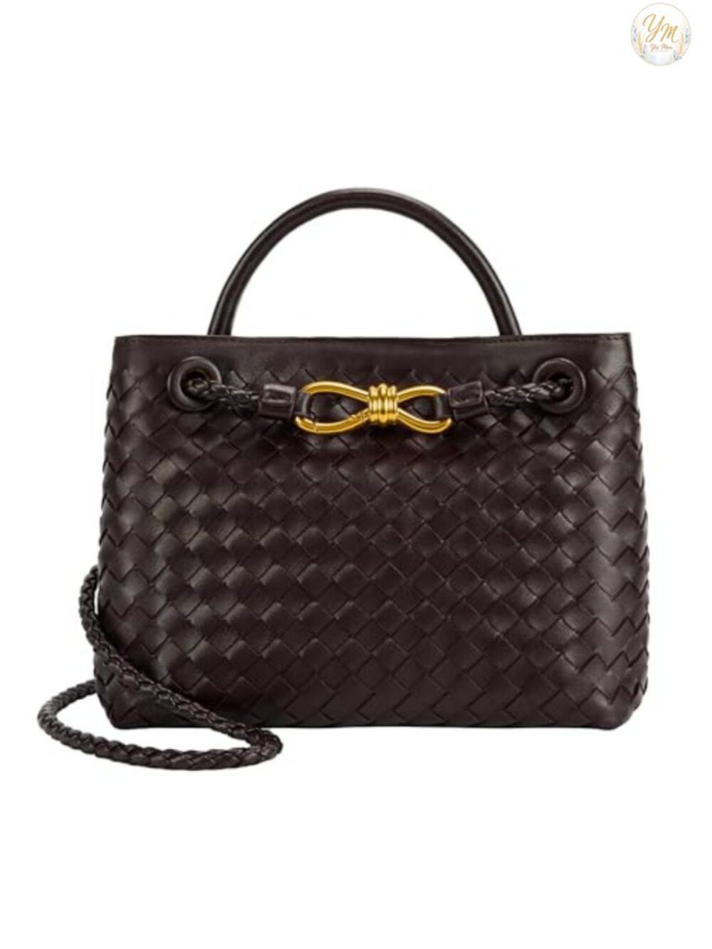 Woven Leather Tote Handbag Top Handle Shoulder Bag Women